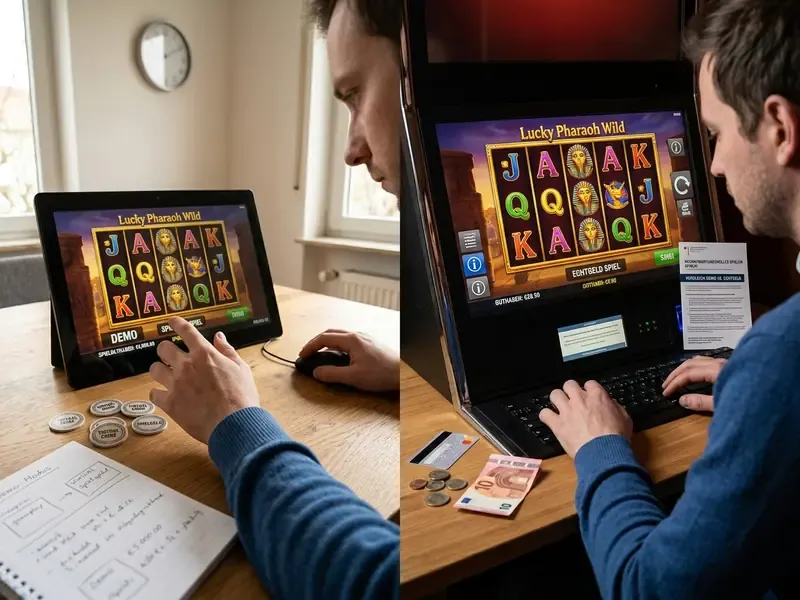 Vergleich Lucky Pharaoh Wild Demo vs Echtgeld Modus